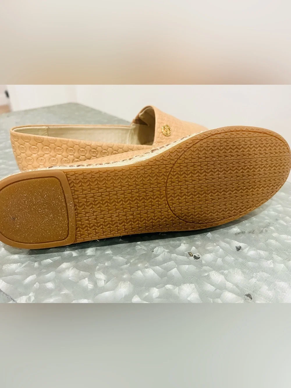 Michael Kors Tan Embossed Leather Espadrille Flats